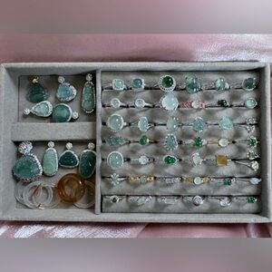 Jadeite ring, 100% grade A pure jadeite, ring setting is Silver, flexible size!